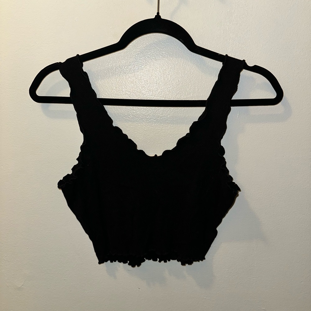 Black Scalloped Seam Tank